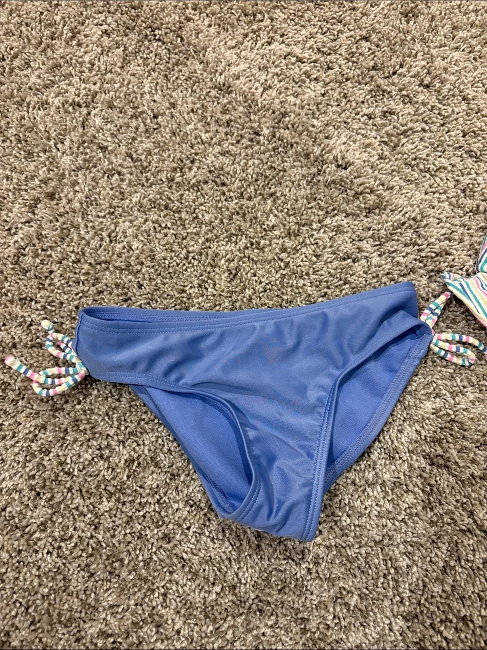 Cat & Jack Blue Bottoms with Multi-Color Striped Ruffle Tankini